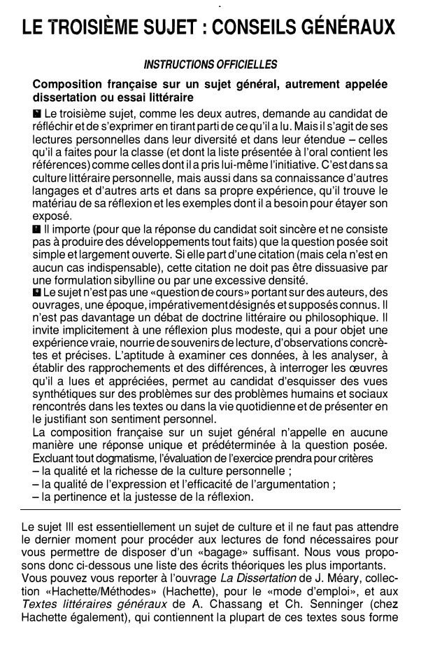 Prévisualisation du document LE TROISIÈME SUJET : CONSEILS GÉNÉRAUX