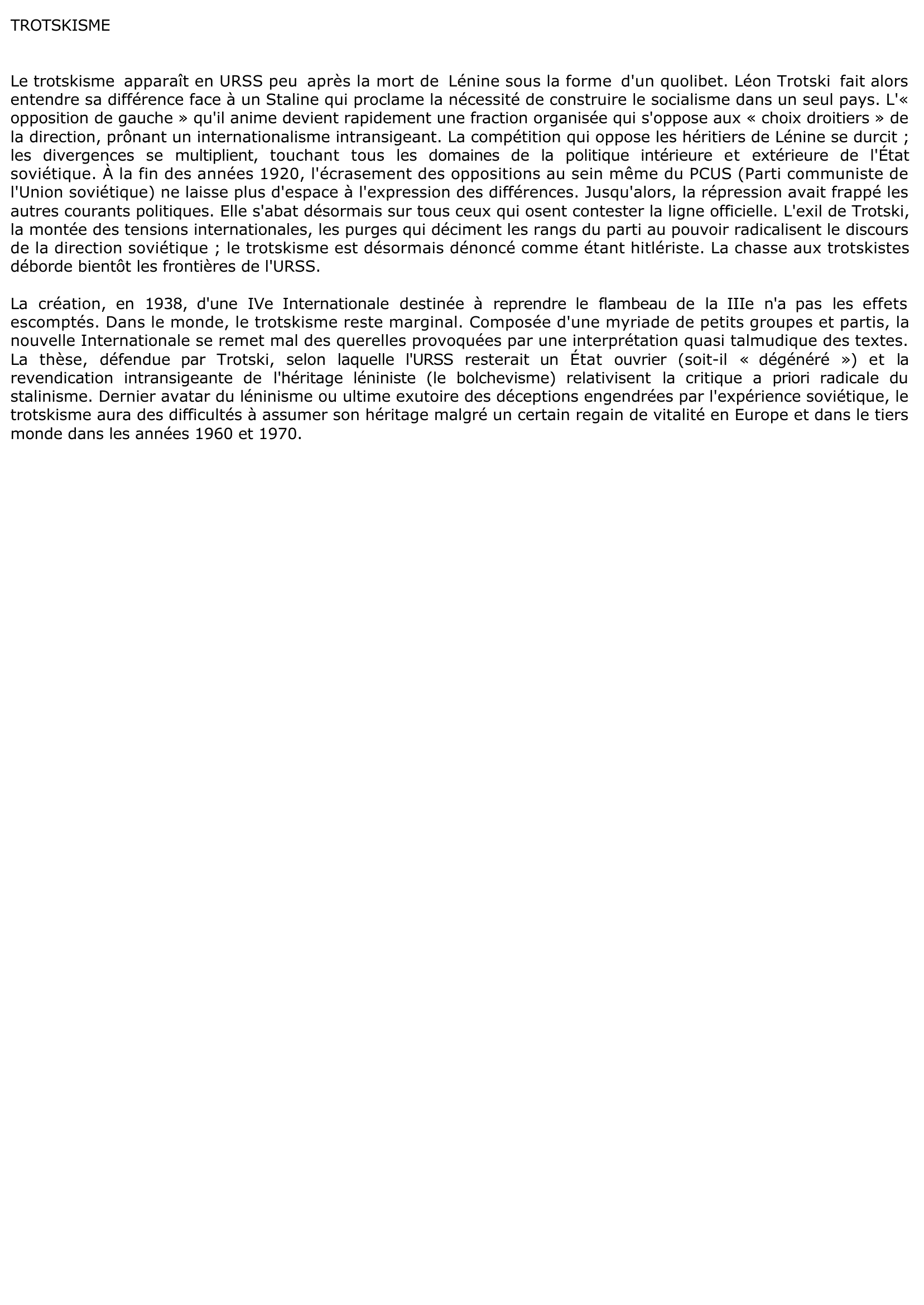 Prévisualisation du document Le TROTSKYSME.