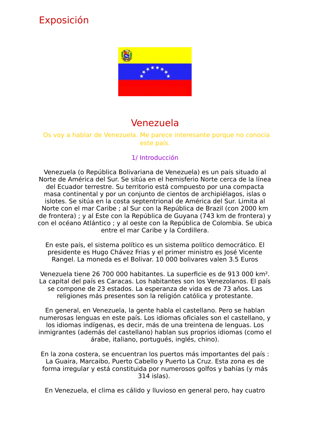 Prévisualisation du document Le venezuela