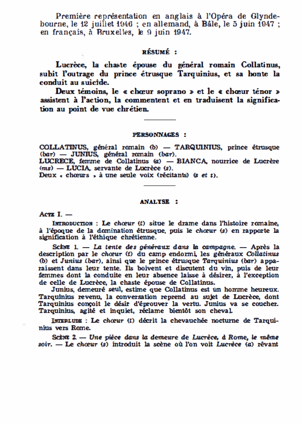Prévisualisation du document LE VIOL DE LUCRÈCE de Benjamin Britten(résumé et analyse de l’œuvre – Répertoire lyrique)