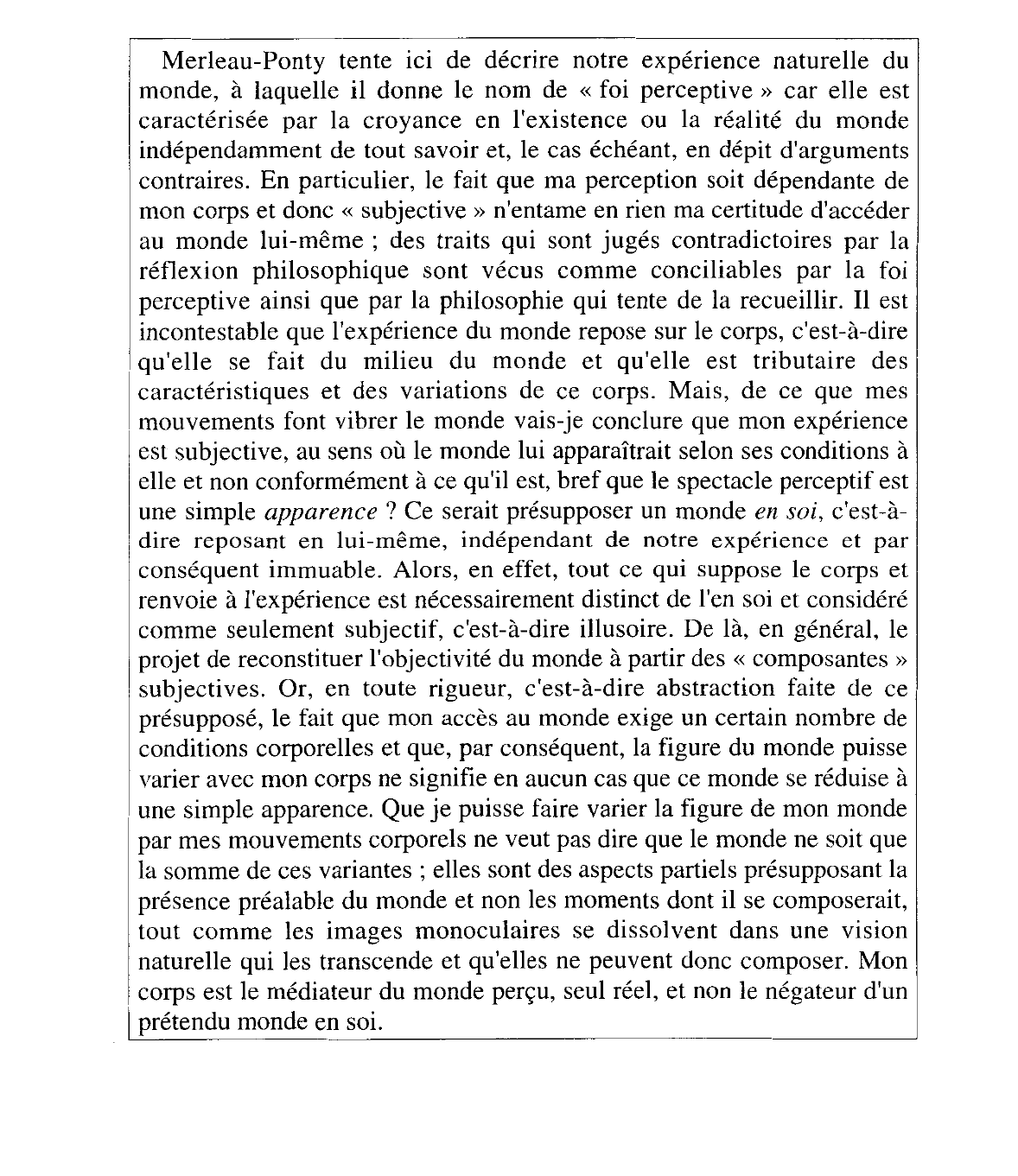 Prévisualisation du document Le visible et l'invisible, © Gallimard, 1964, pp. 22-23.