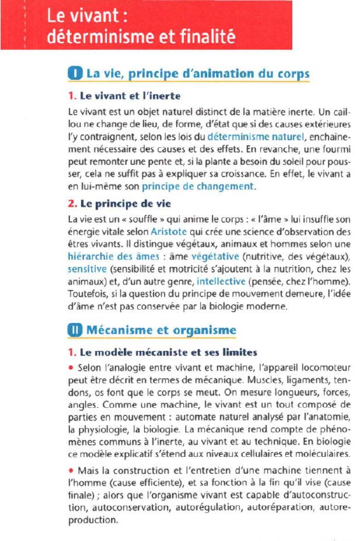 Prévisualisation du document : Le vivant:
. déterminisme et finalité
0

La vie, principe d'animation du corps

1. Le vivant et l'inerte
Le...