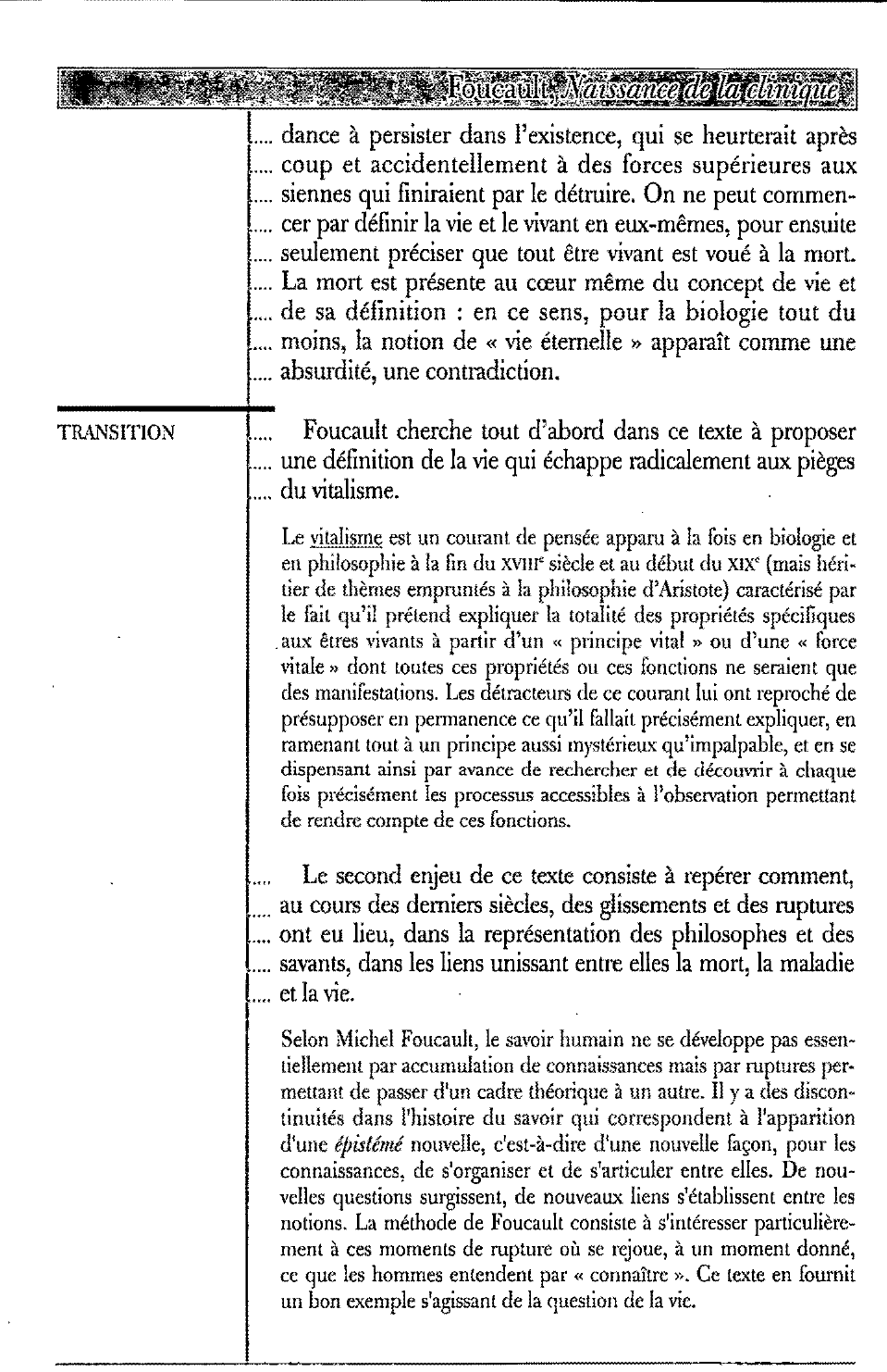 Prévisualisation du document Le vivant - Michel Foucault, Naissance de la clinique.