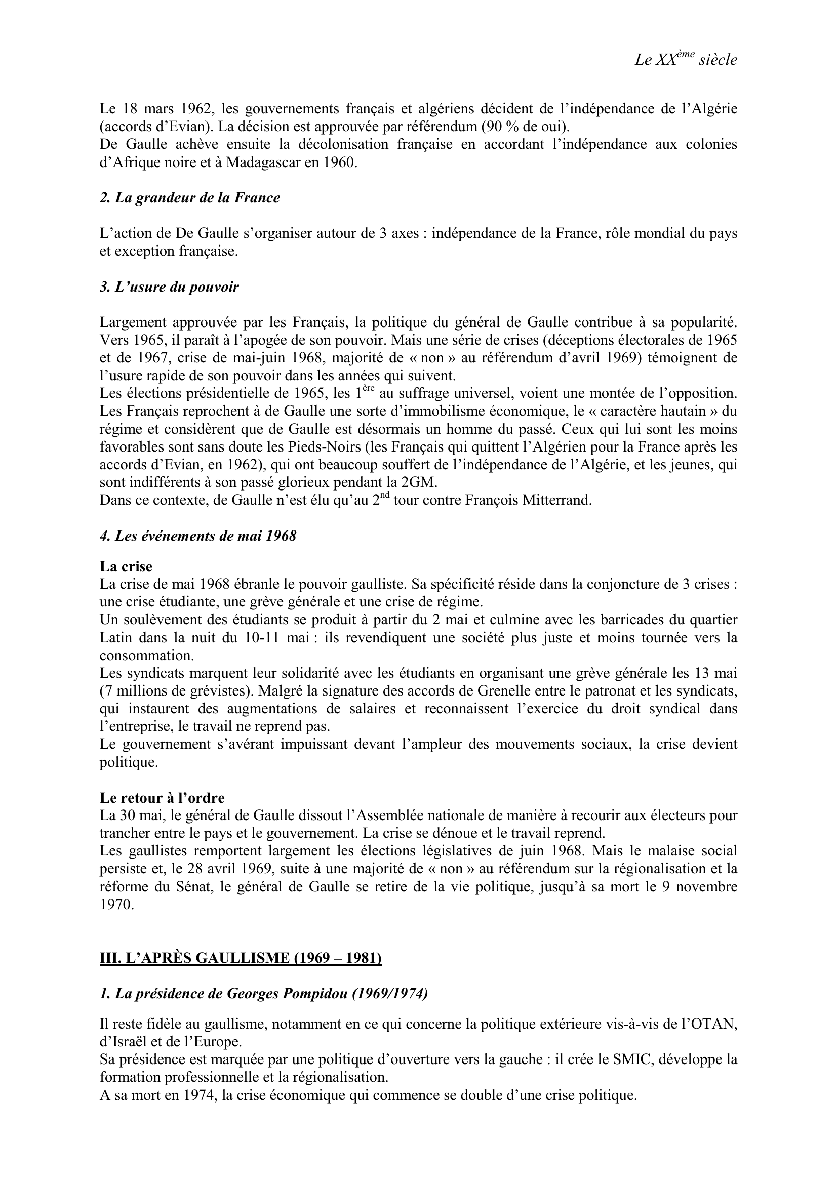 Prévisualisation du document Le XXème siècle

LA Vème RÉPUBLIQUE

I.