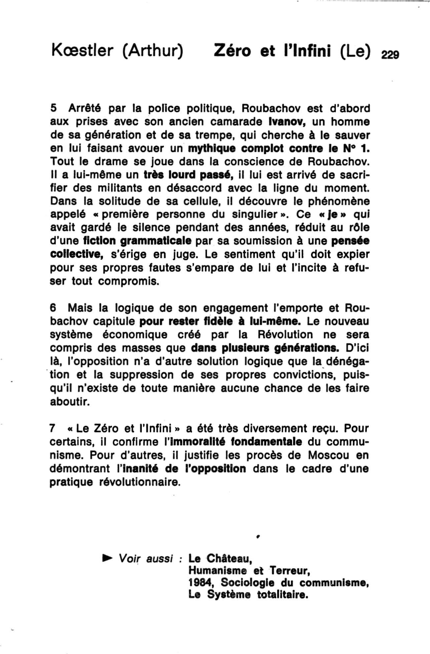 Prévisualisation du document Le Zéro et l'Infini de Koestler (Arthur) - Fiche de lecture