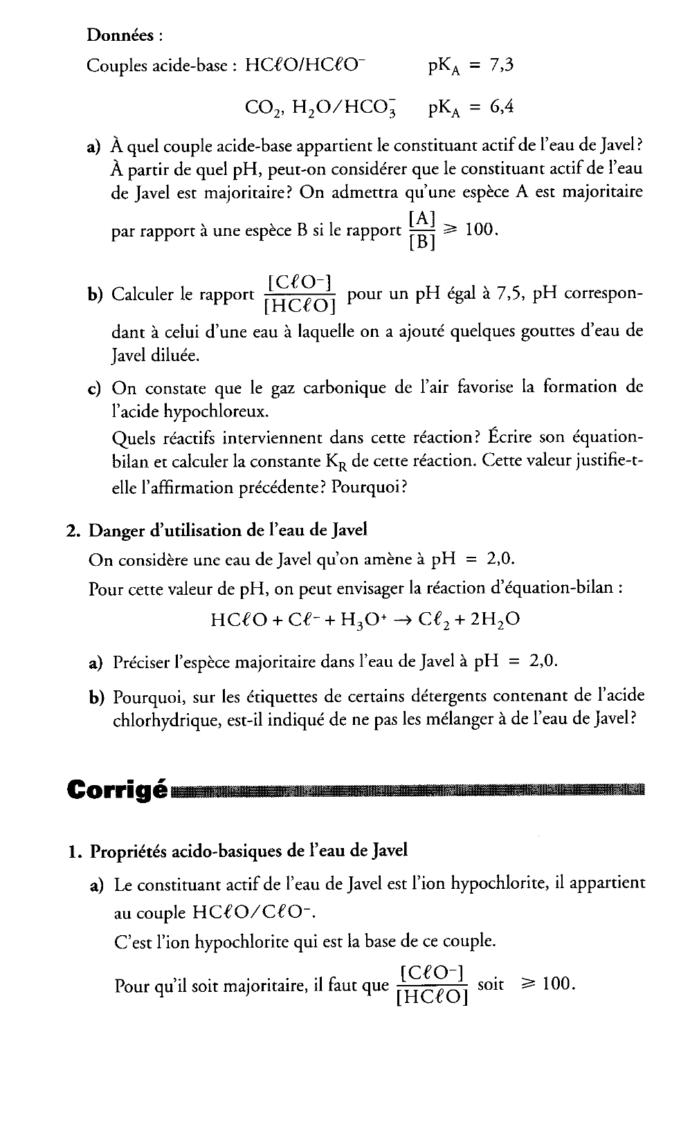 Prévisualisation du document L'eau de Javel Nouvelle Calédonie, septembre 1996 (3,5 points)