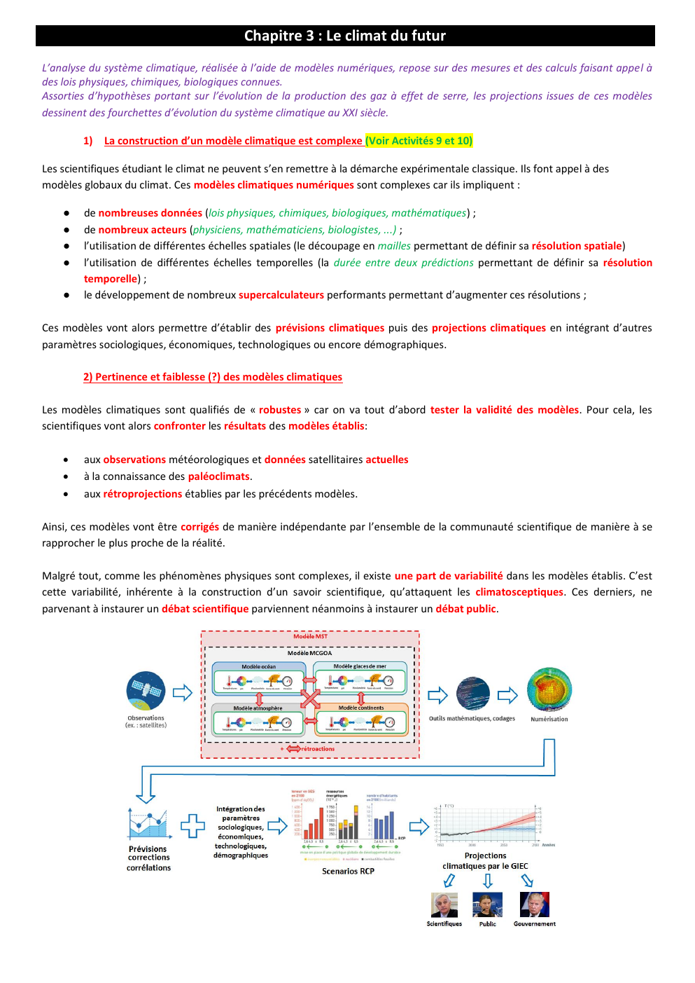 Prévisualisation du document Leçon de svt; Chapitre 3 : Le climat du futur