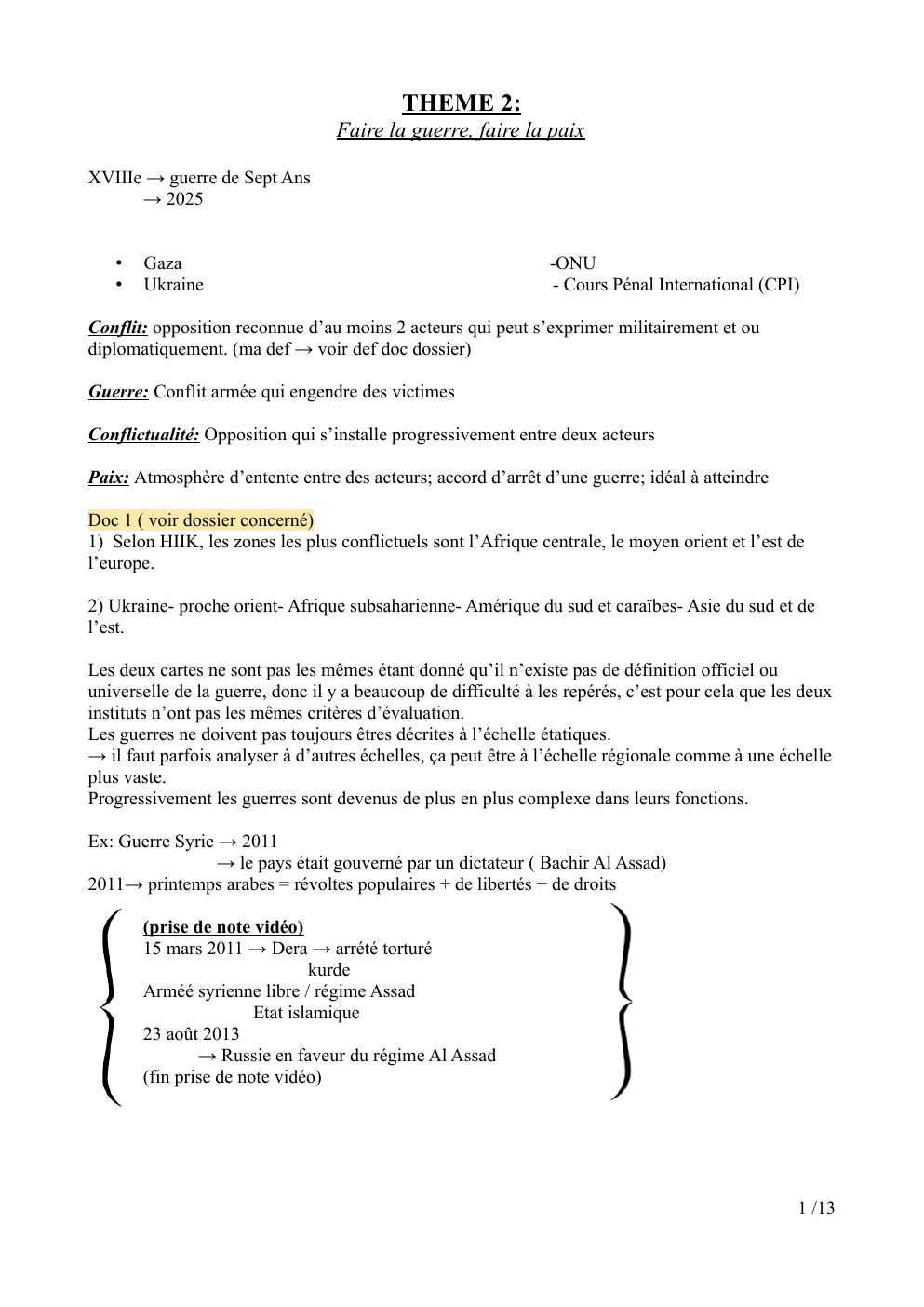 Prévisualisation du document leçon : faire la guerre, faire la paix, partie 1, terminale hggsp