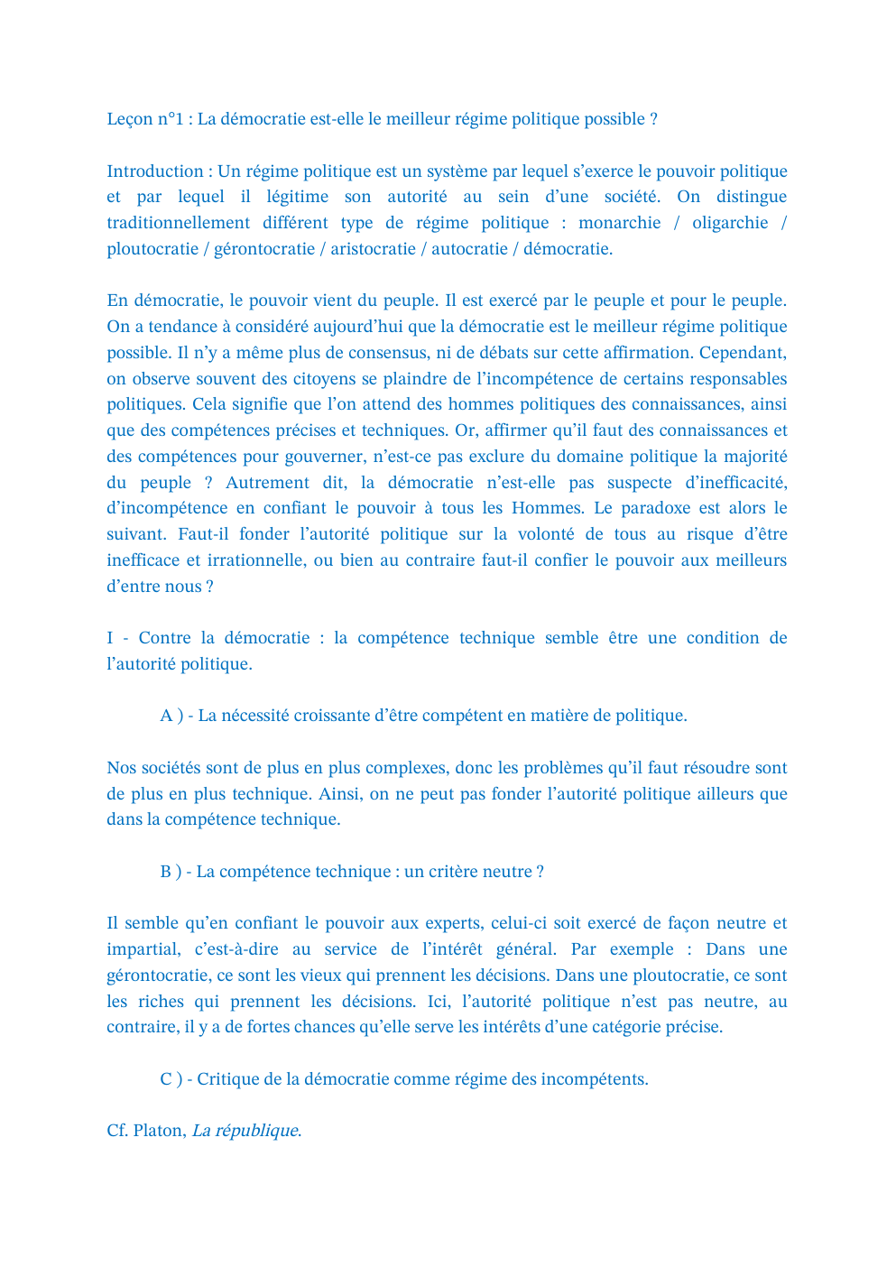 Prévisualisation du document Leçon n°1 : La démocratie est-elle le meilleur régime politique possible ?