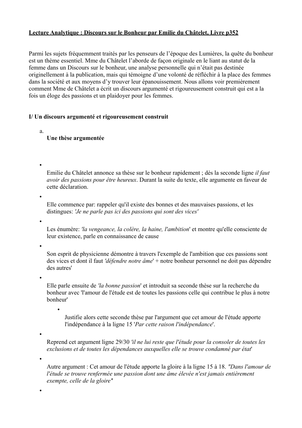 Prévisualisation du document Lecture Analytique : Discours sur le Bonheur par Emilie du Châtelet, Livre p352