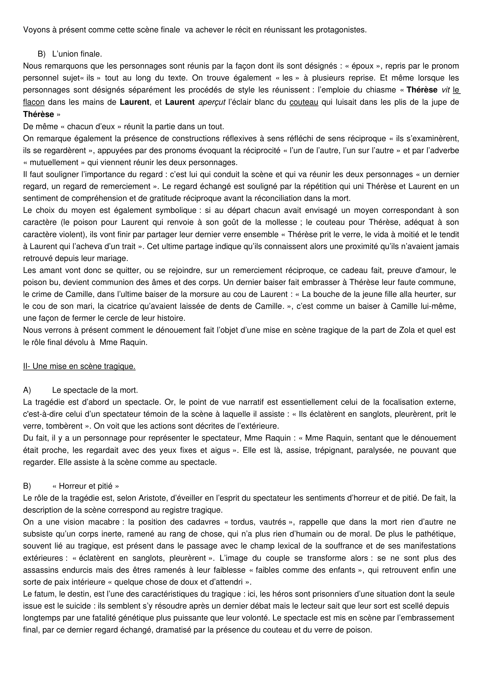 Prévisualisation du document Lecture analytique du dénouement de Thérèse Raquin