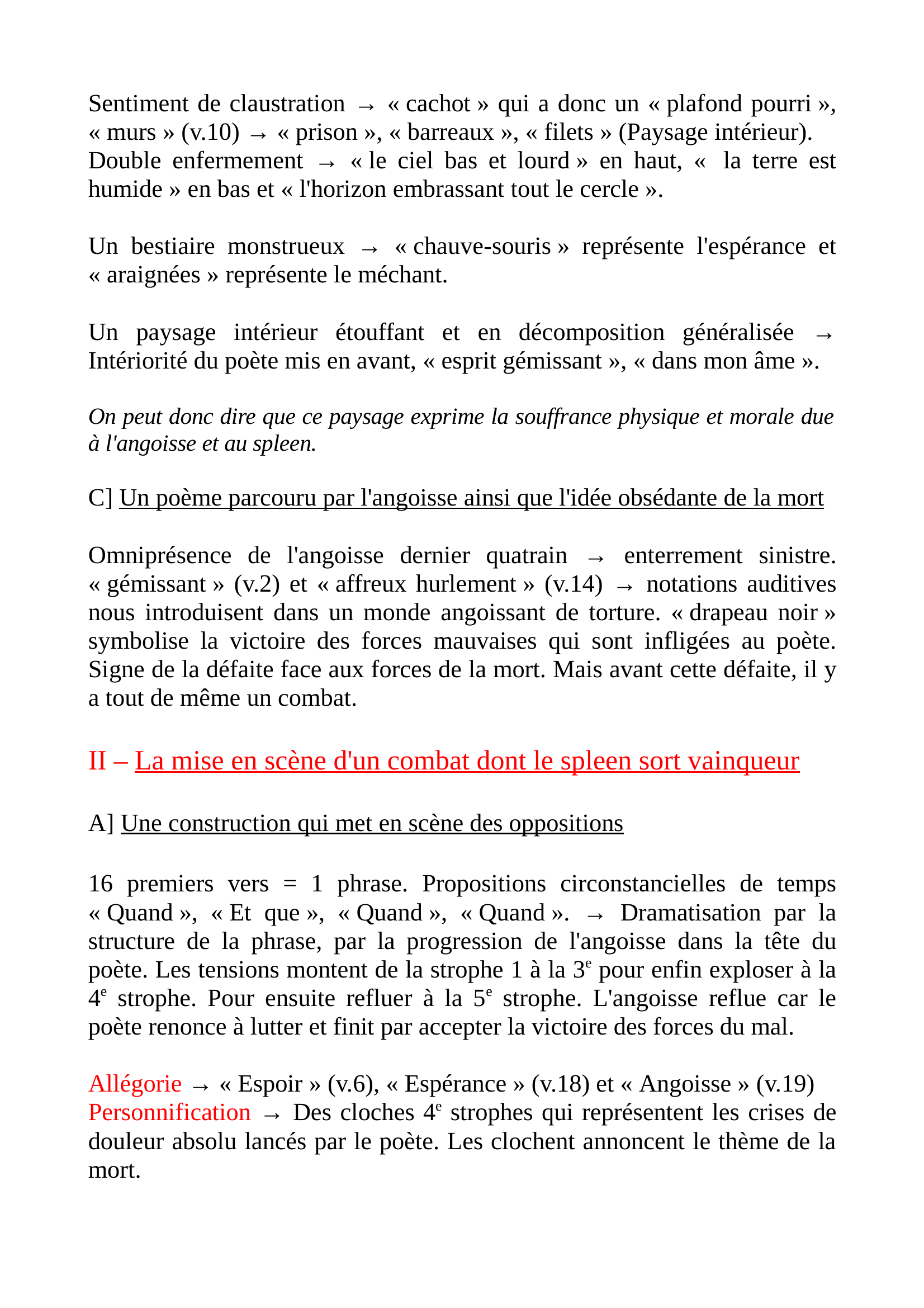 Prévisualisation du document Lecture analytique du Spleen de Baudelaire