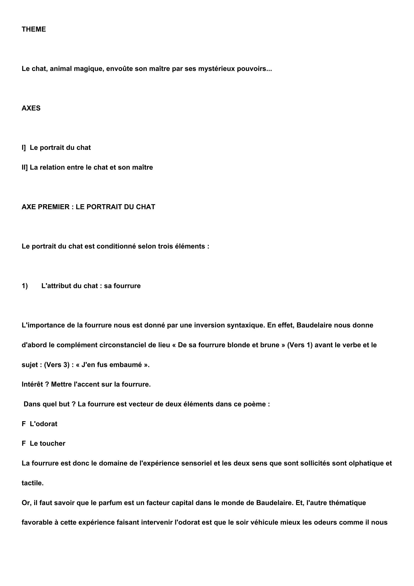 Prévisualisation du document Lecture analytique LE CHAT de Charles Baudelaire