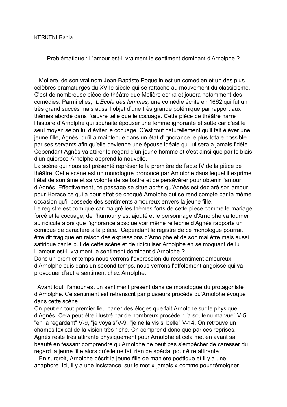 Prévisualisation du document lecture analytique L'école des femmes; L’amour est-il vraiment le sentiment dominant d’Arnolphe ?