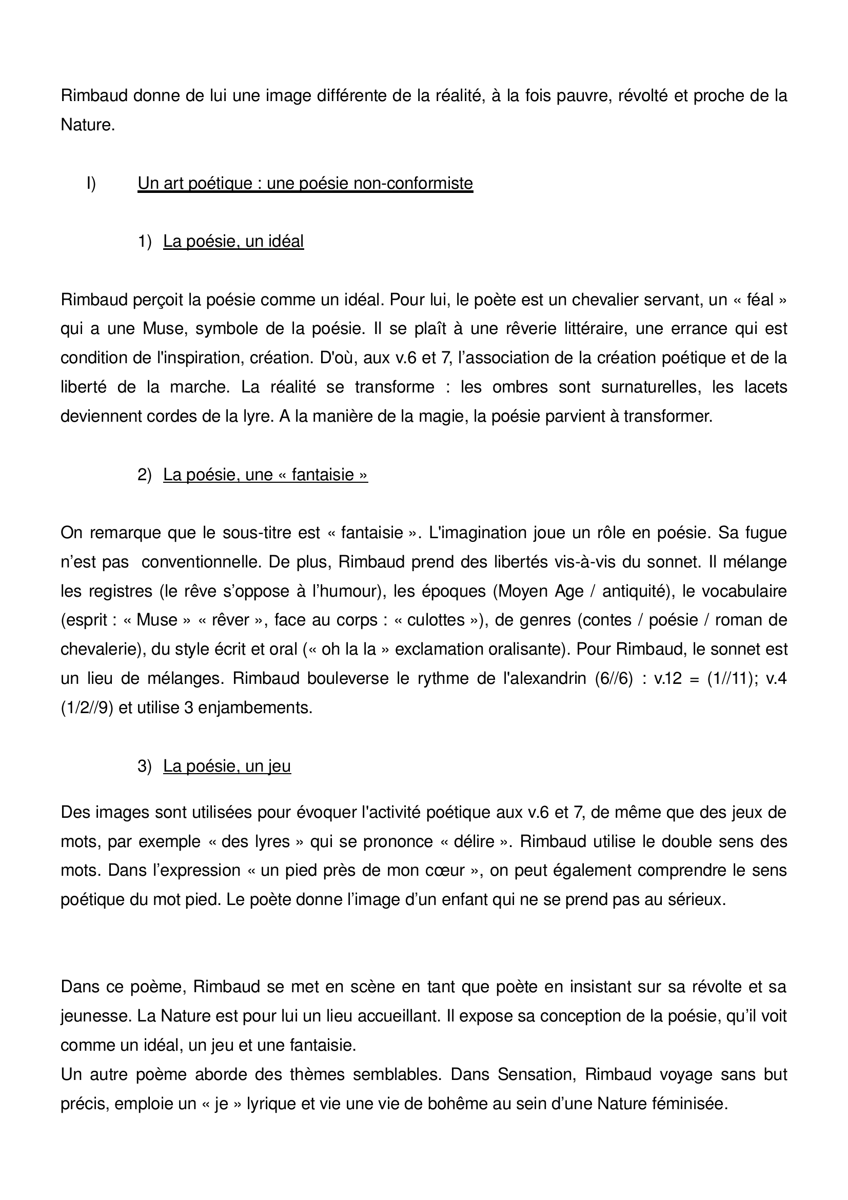 Prévisualisation du document Lecture analytique Ma Bohème - Rimbaud