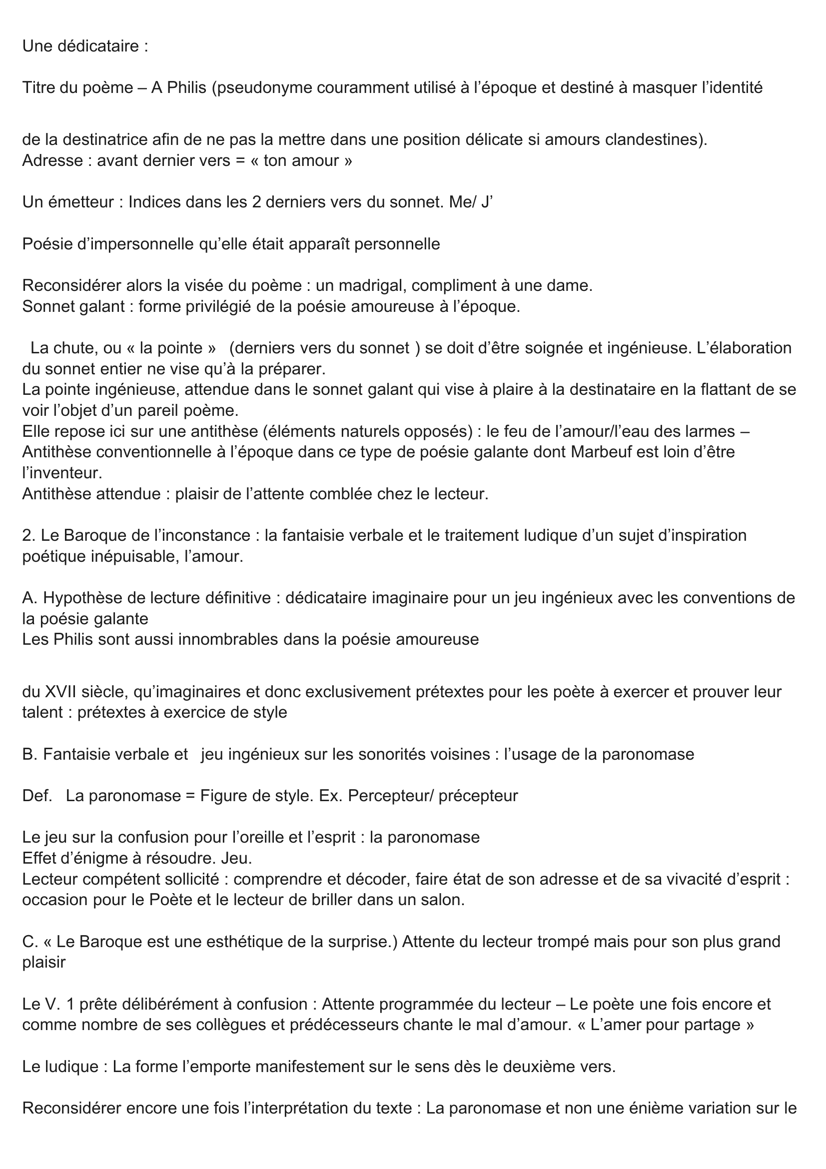 Prévisualisation du document Lecture analytique : Sonnet- «  A Phillis » – Pierre de Marbeuf