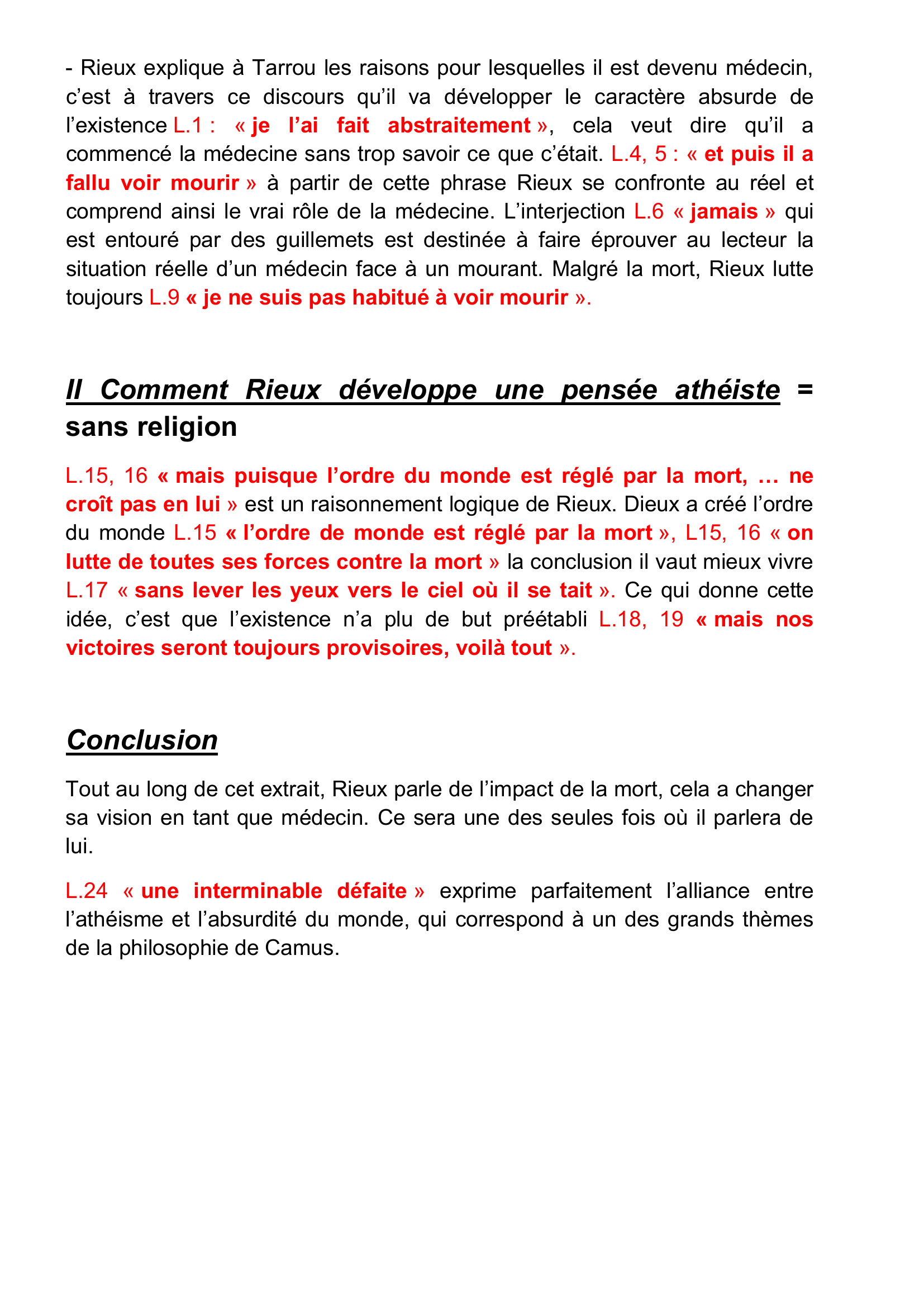 Prévisualisation du document LECTURE ANALYTIQUE : Tarrou propose à Rieux de mettre sur pied des formations sanitaires