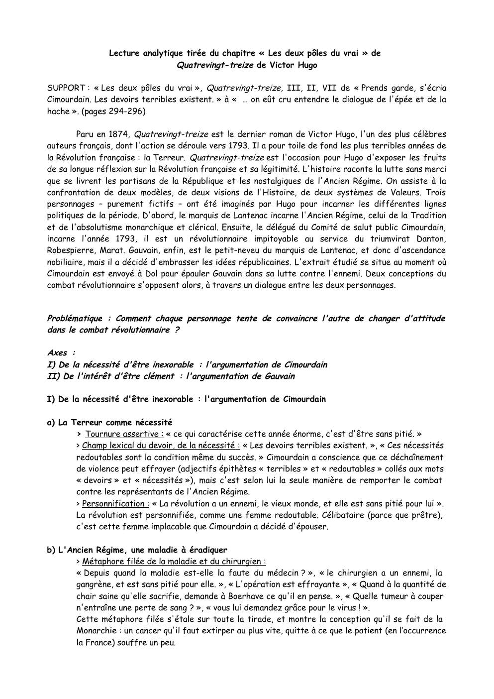 Prévisualisation du document Lecture analytique tirée du chapitre « Les deux pôles du vrai » de Quatrevingt-treize de Victor Hugo