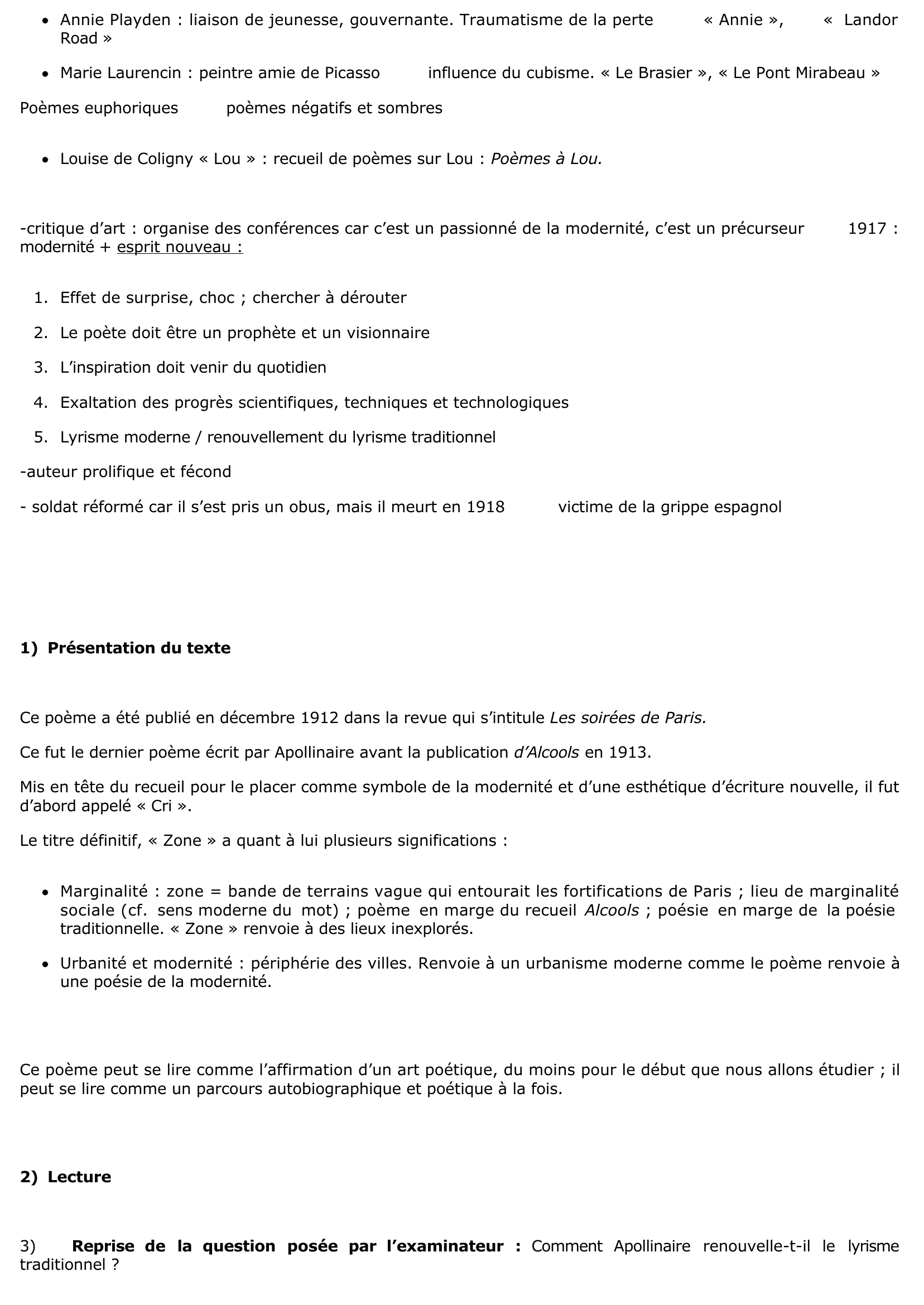 Prévisualisation du document Lecture analytique Zone, Apollinaire