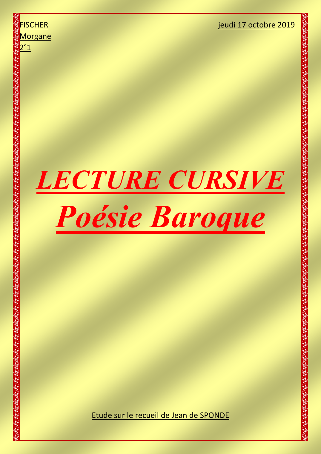 Prévisualisation du document Lecture cursive poésie baroque