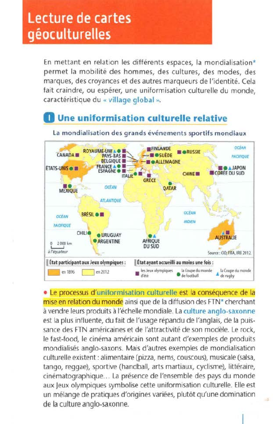 Prévisualisation du document Lecture de cartes géoculturelles (Histoire-Géographie)