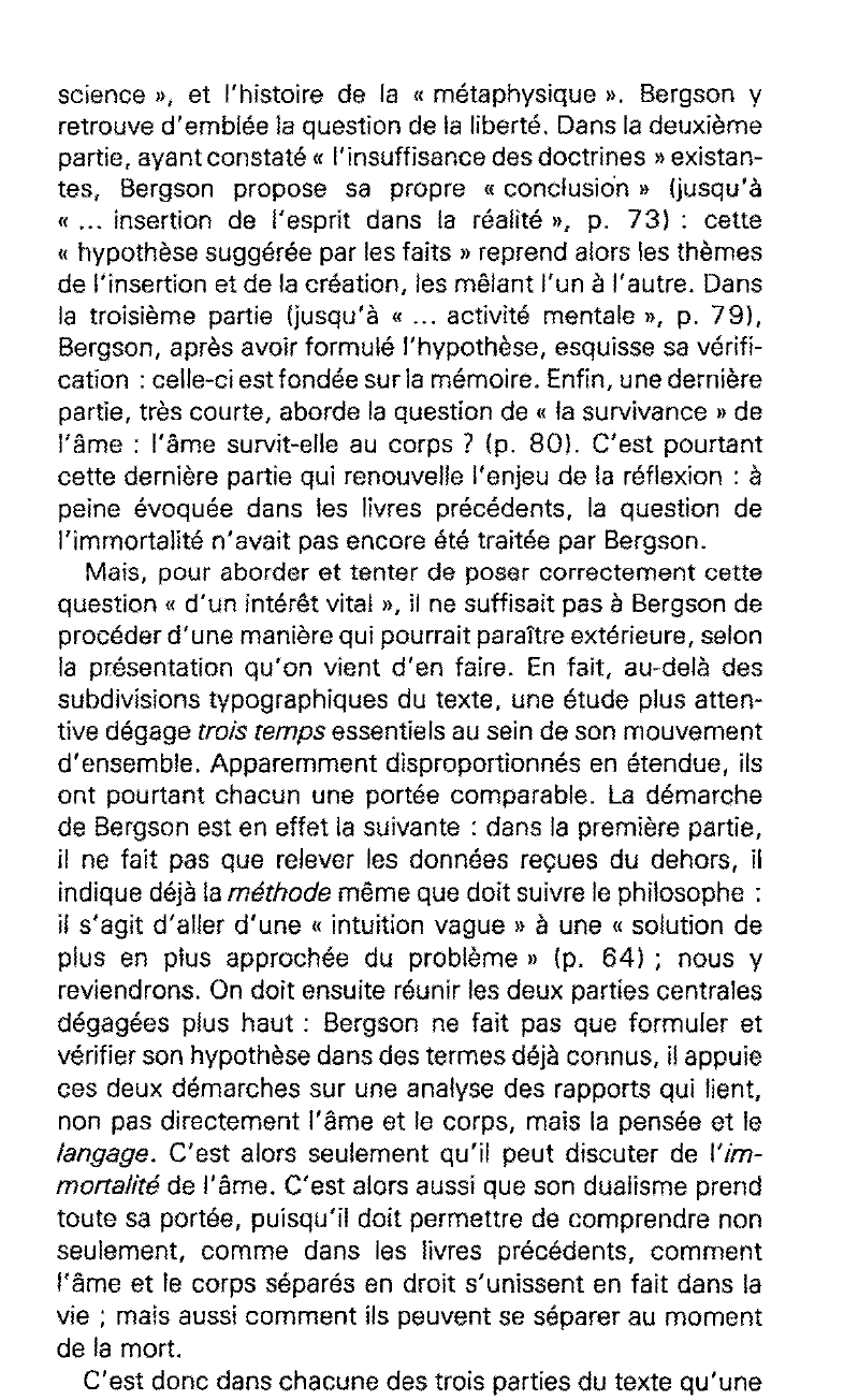 Prévisualisation du document Lecture de L'Âme et le Corps de Bergson (résumé et analyse)