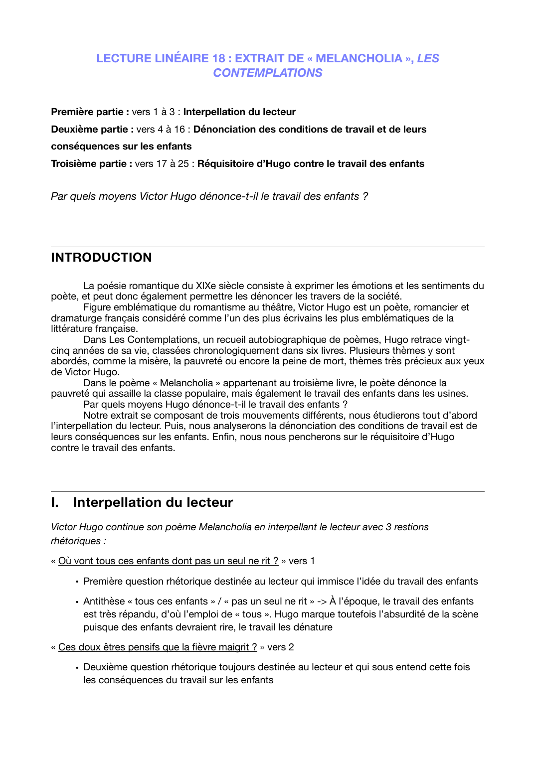 Prévisualisation du document LECTURE LINÉAIRE 18 : EXTRAIT DE « MELANCHOLIA », LES CONTEMPLATIONS