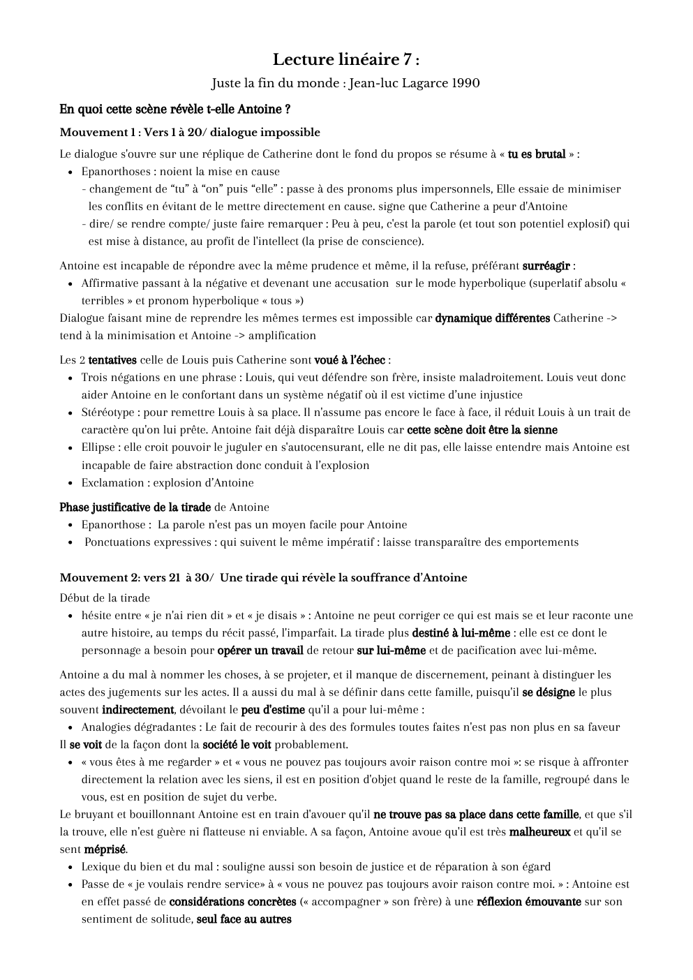 Prévisualisation du document lecture linéaire 7 - Juste la fin du monde - Jean-luc Lagarce 1990