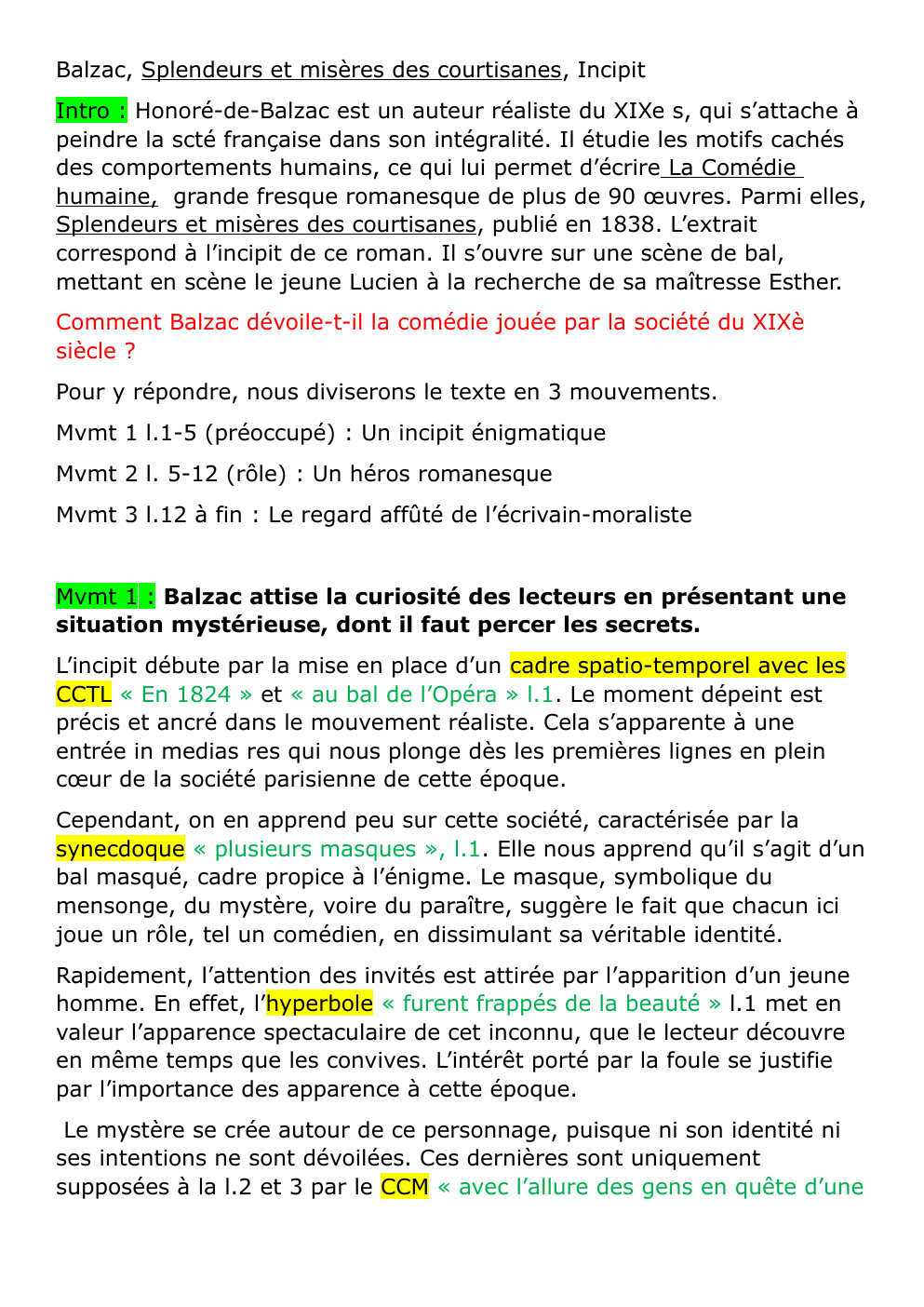 Prévisualisation du document lecture linéaire : Balzac, Splendeurs et misères des courtisanes - l’incipit