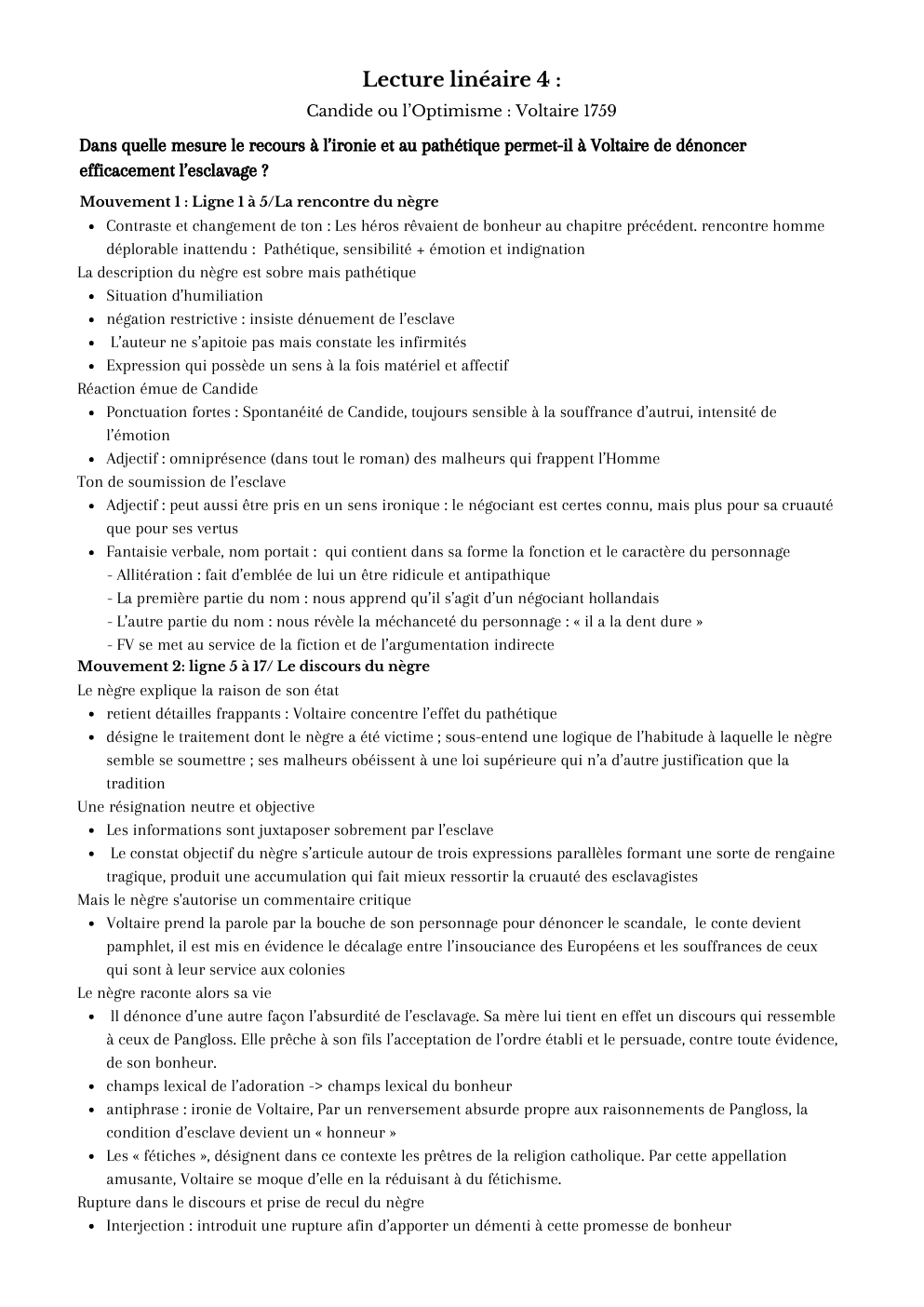 Prévisualisation du document Lecture linéaire- Candide ou l’Optimisme - Voltaire 1759
