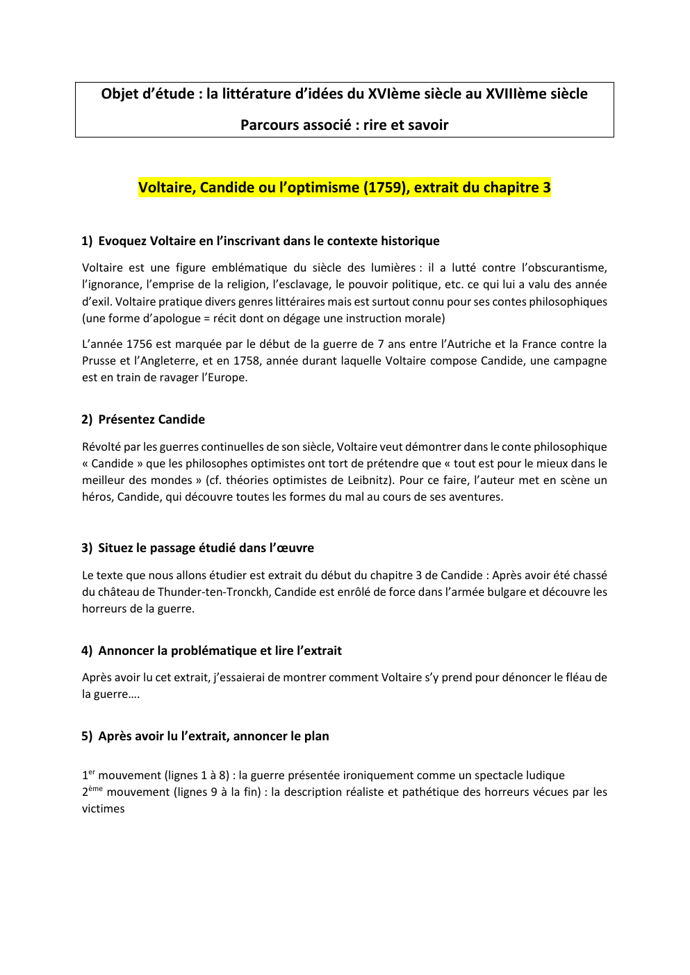 Prévisualisation du document Lecture linéaire Chapitre 3 Candide ou l'optimisme