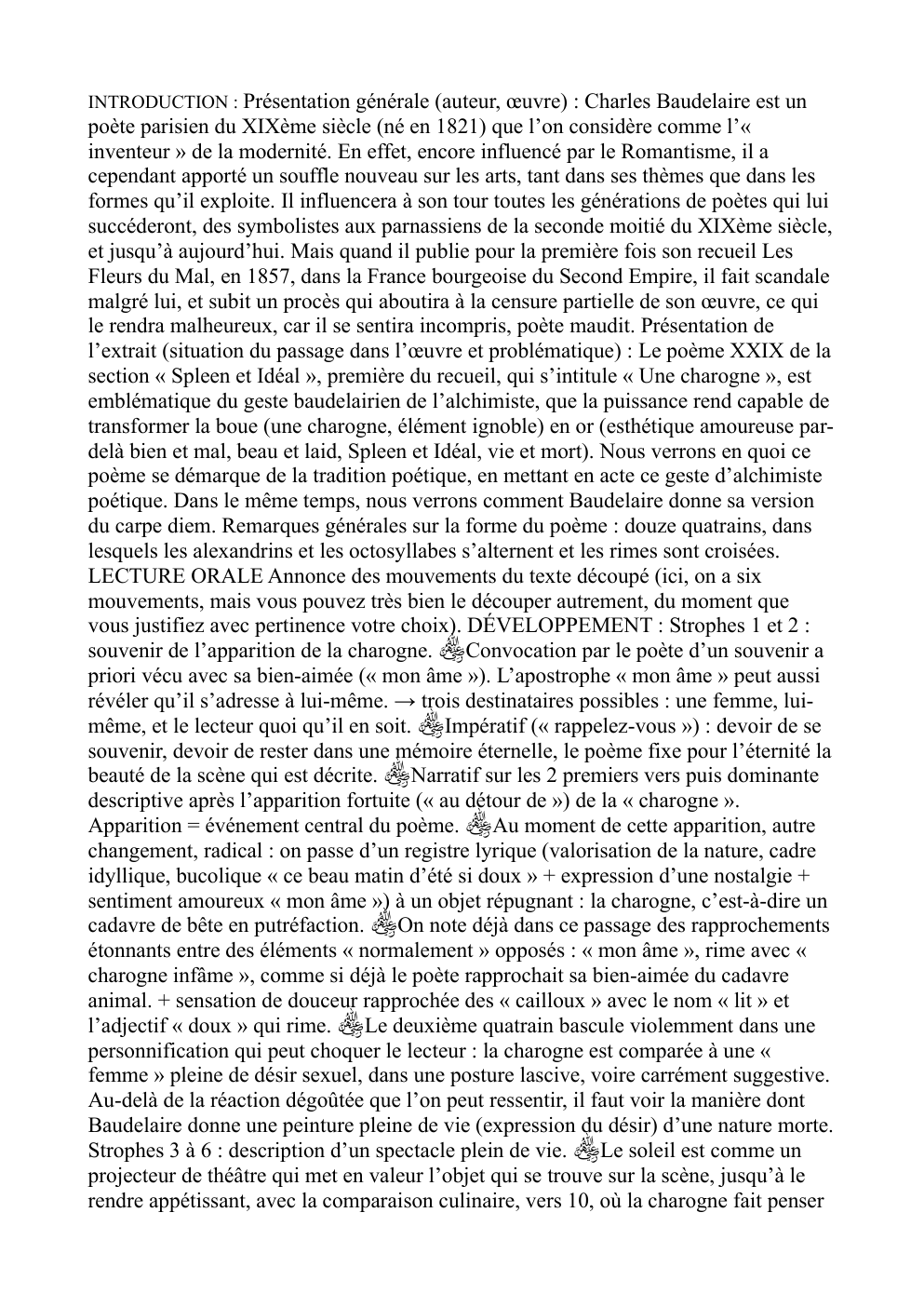 Prévisualisation du document Lecture linéaire:  Charles Baudelaire - Une Charogne - Poème XXIX de la section « Spleen et Idéal »