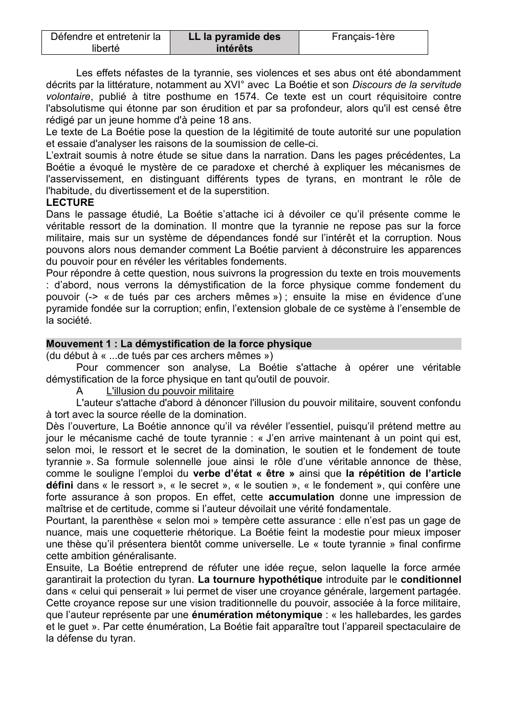 Prévisualisation du document Lecture linéaire Discours de la servitude volontaire