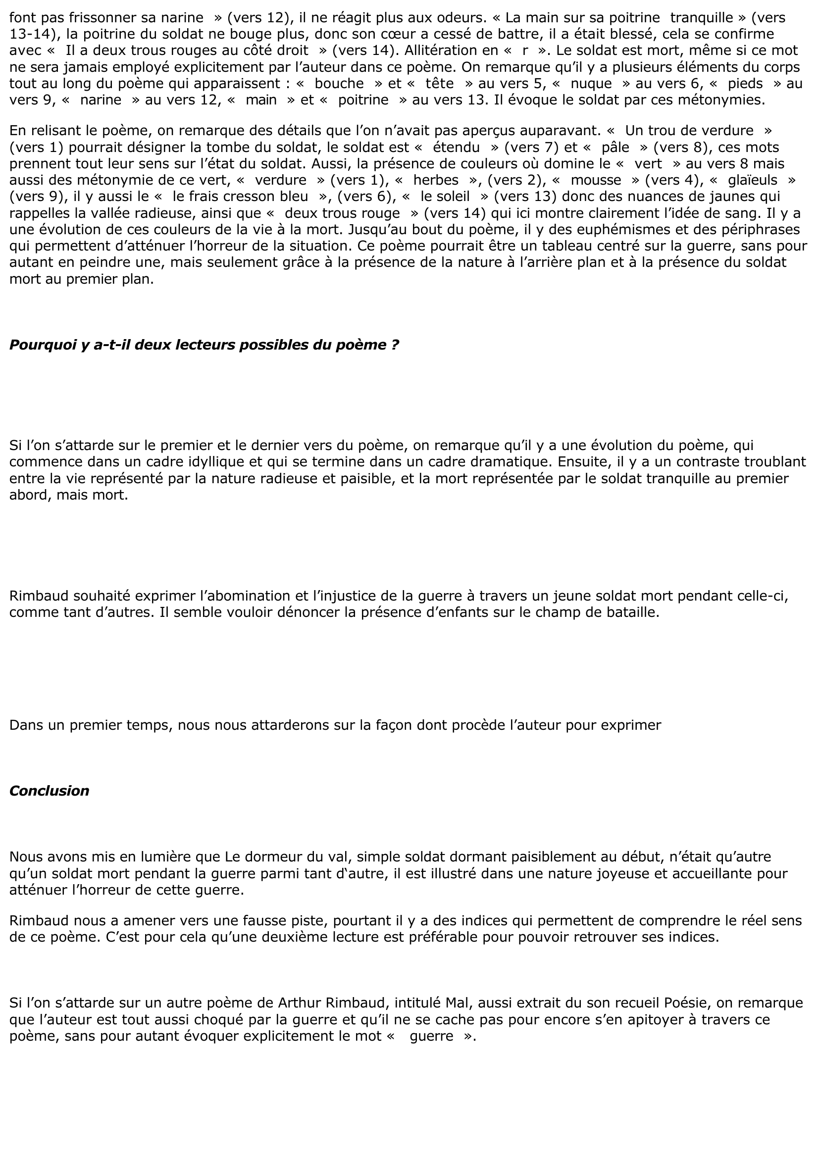 Prévisualisation du document Lecture linéaire du Dormeur du val - Rimbaud