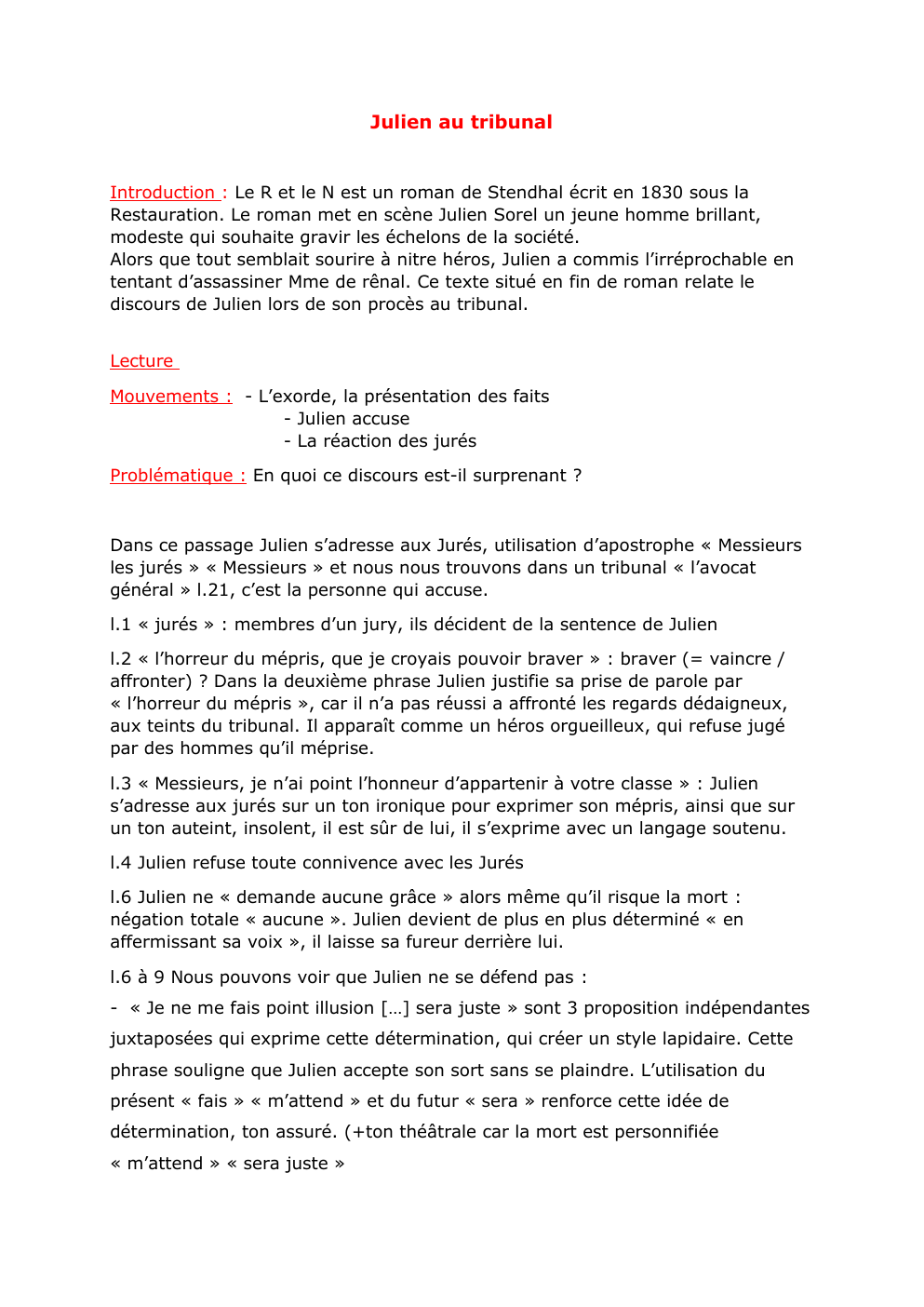 Prévisualisation du document Lecture linéaire Julien au tribunal