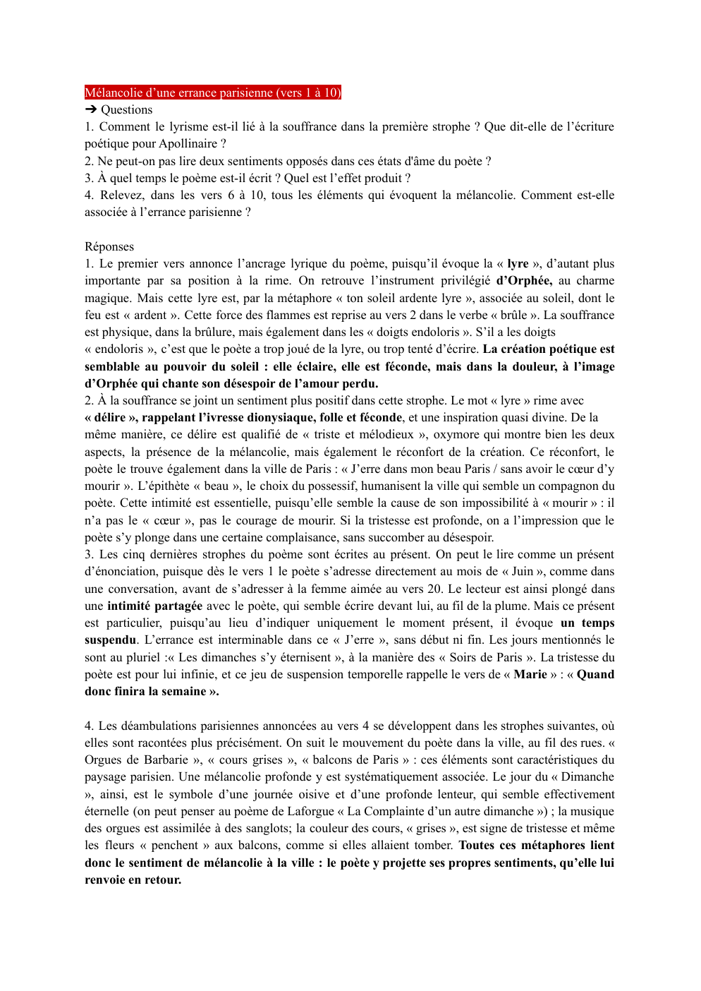 Prévisualisation du document lecture linéaire: Mélancolie d’une errance parisienne d'Apollinaire