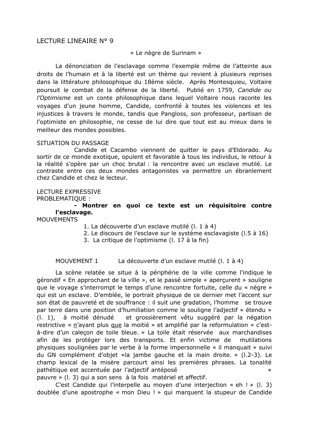 Prévisualisation du document LECTURE LINEAIRE N° 9 « Le nègre de Surinam »
