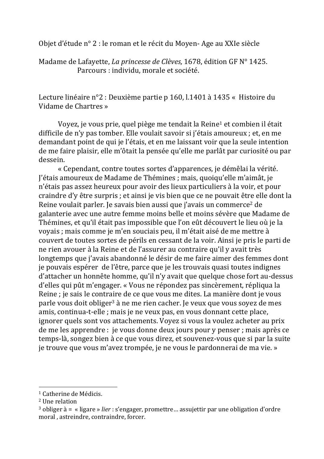 Prévisualisation du document Lecture linéaire n°2: Deuxième partie p 160, l.1401 à 1435 «Histoire du Vidame de Chartres»