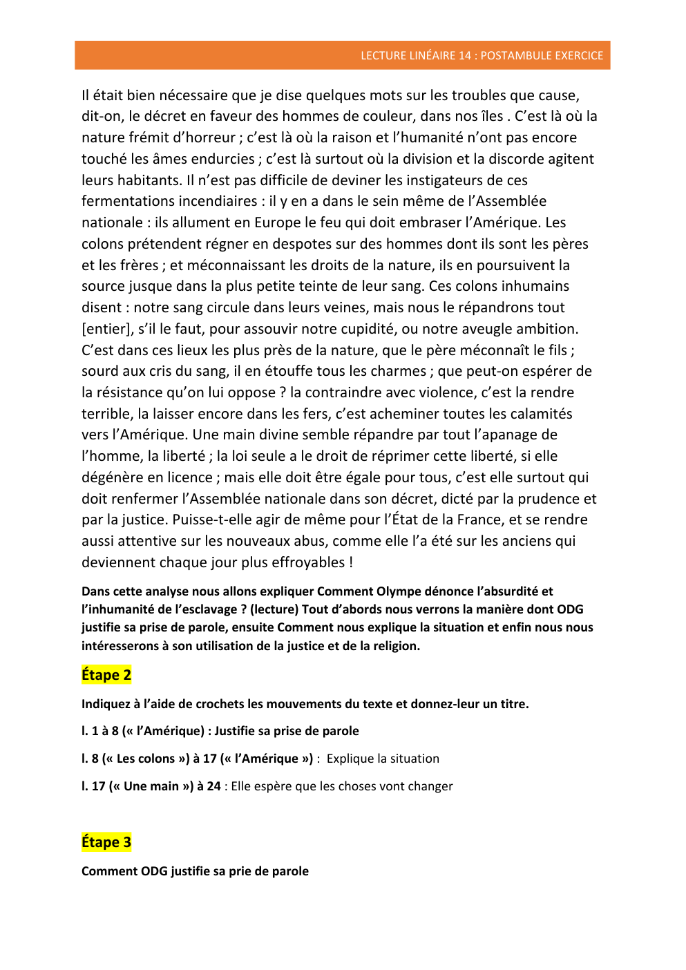 Prévisualisation du document Lecture linéaire Olympe de Gouge "Il était bien nécéssaire que je dise quelque mots"