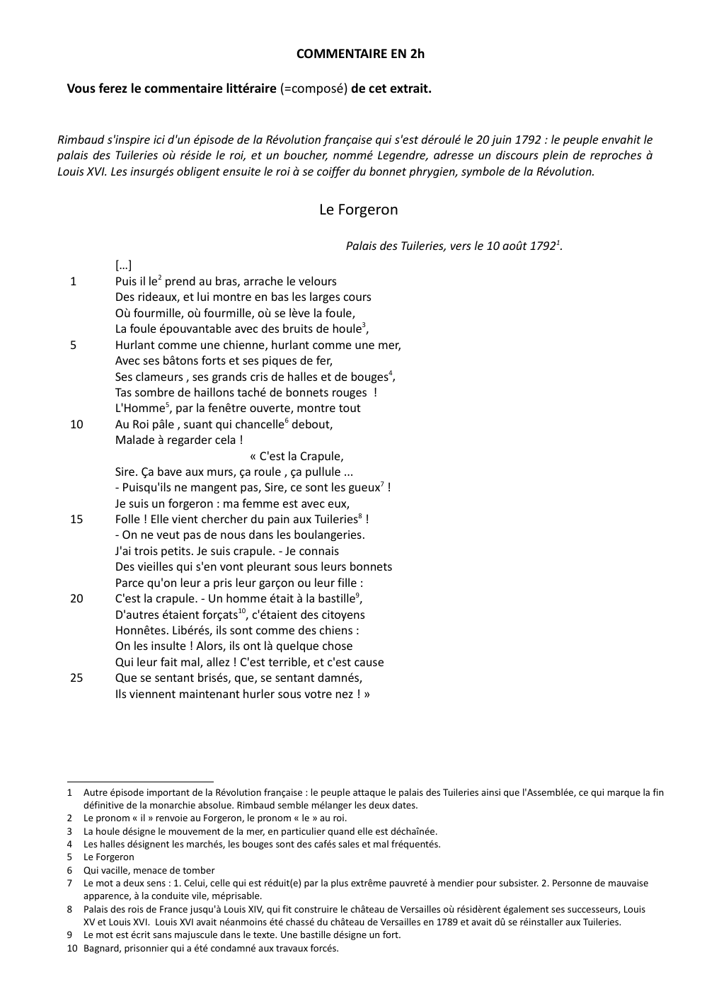 Prévisualisation du document lecture linéaire rimbaud - Le Forgeron