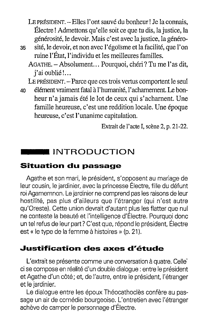 Prévisualisation du document Lecture méthodique de l’acte I, scène 2 d'Electre de Jean Giraudoux