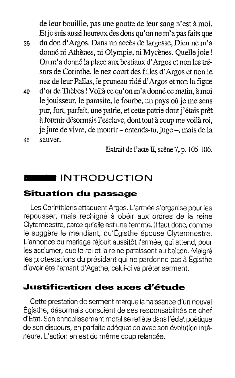 Prévisualisation du document Lecture méthodique de l’acte II, scène 7, p. 105-106 d'Electre de Jean Giraudoux