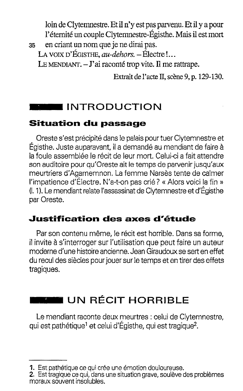 Prévisualisation du document Lecture méthodique de l’acte II, scène 9, p. 129-130 d'Electre de Jean Giraudoux