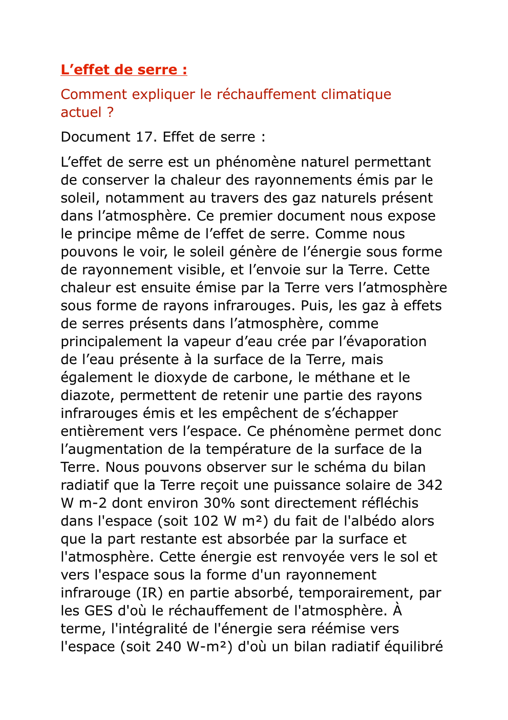 Prévisualisation du document L’effet de serre : Comment expliquer le réchauffement climatique actuel ?