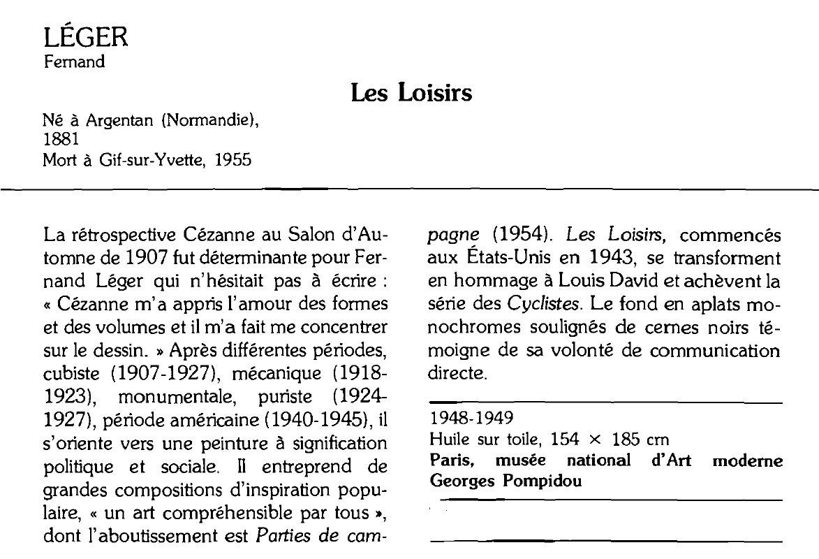 Prévisualisation du document LÉGER Fernand : Les Loisirs