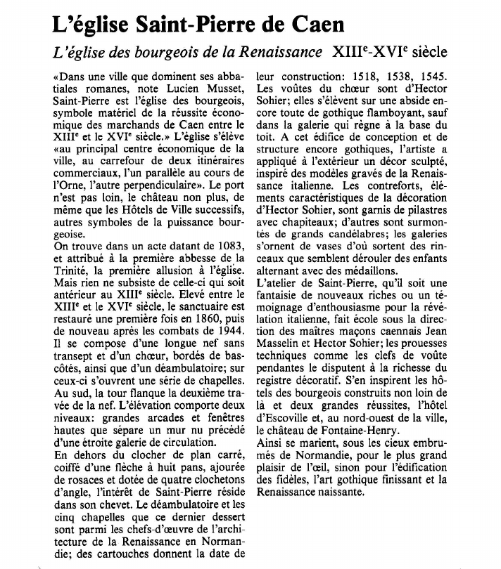 Prévisualisation du document L'église Saint-Pierre de CaenL'église des bourgeois de la Renaissance.
