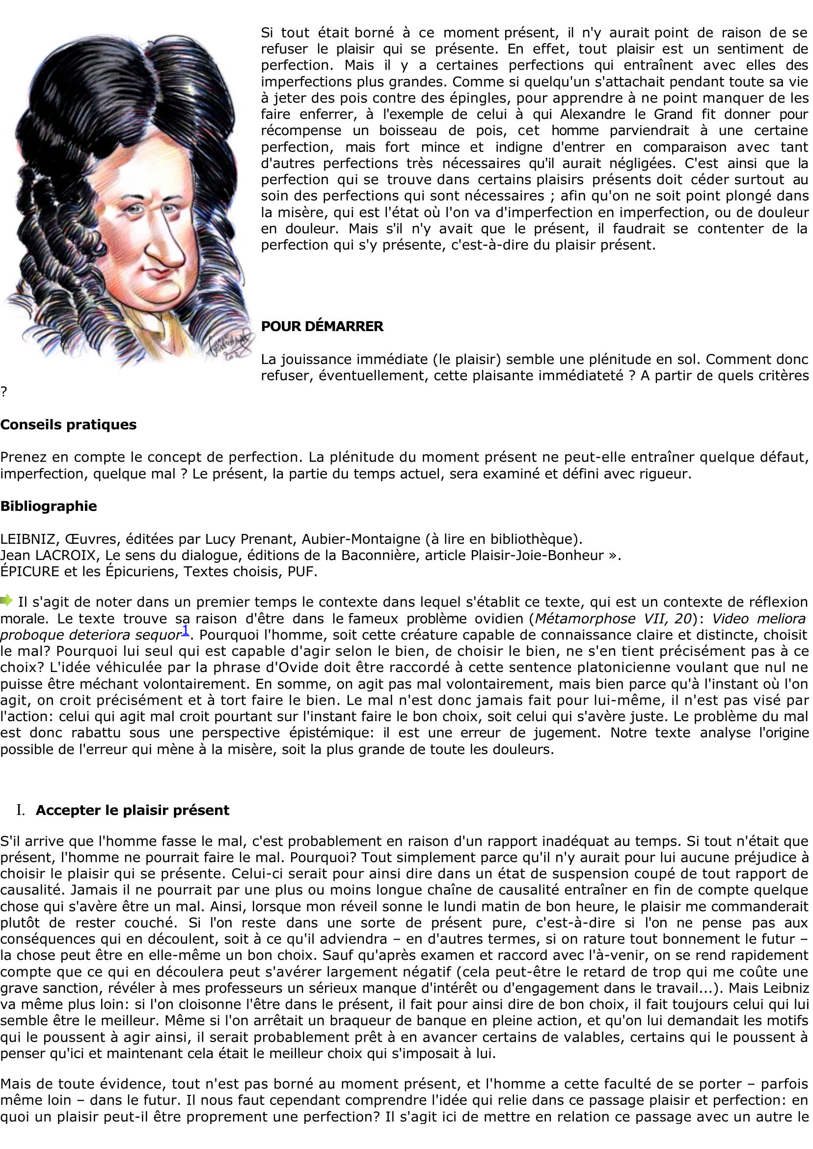 Prévisualisation du document LEIBNIZ et le plaisir présent