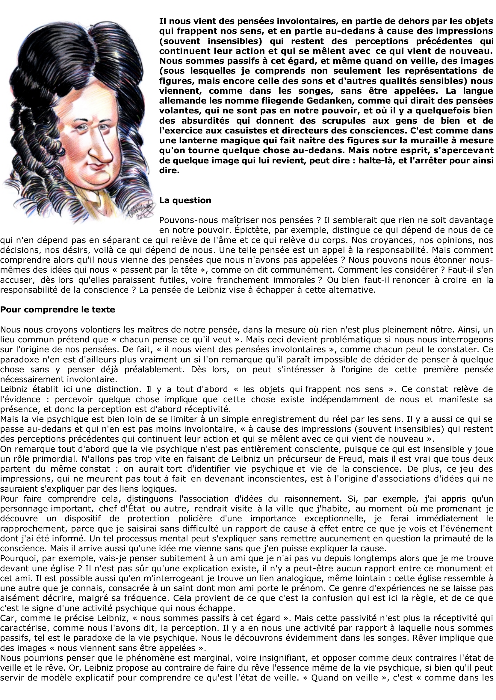 Prévisualisation du document LEIBNIZ et les pensées volantes