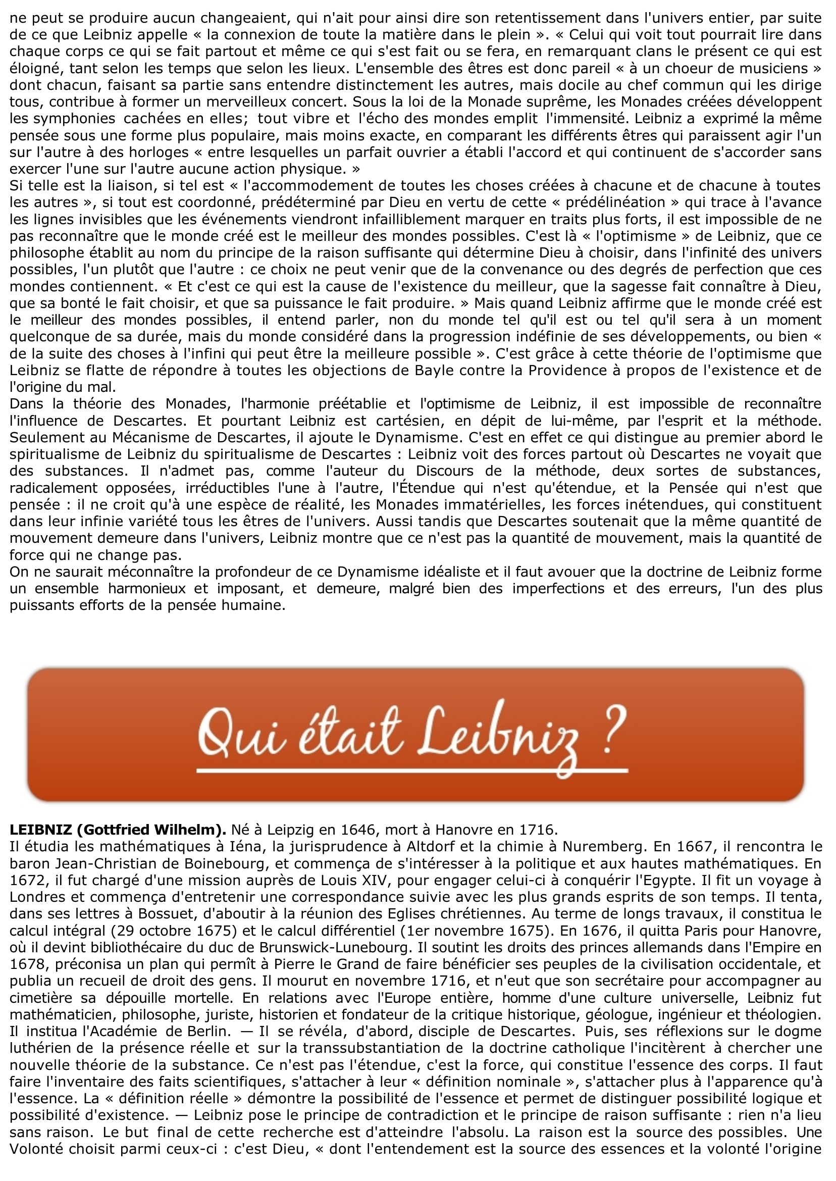 Prévisualisation du document Leibniz: La monade