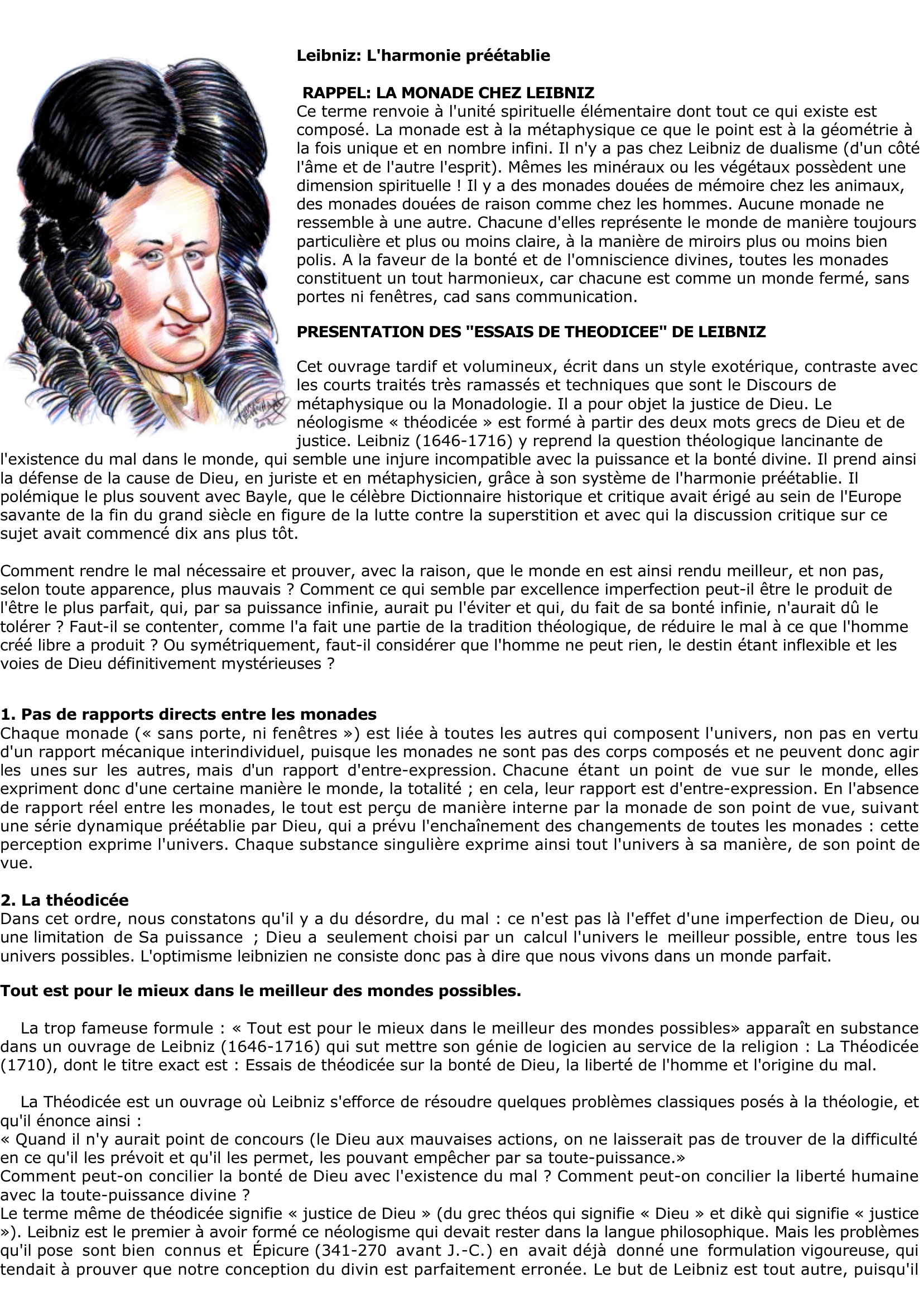 Prévisualisation du document Leibniz: L'harmonie préétablie